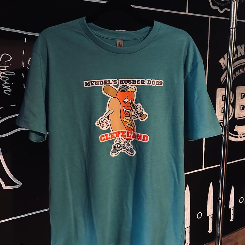 Mendel's Kosher Hot Dogs Stand Shirt Blue photo