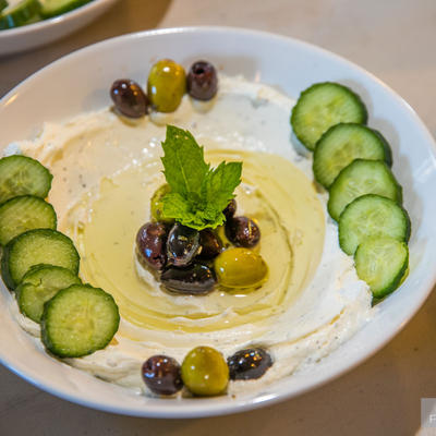 White souse with cucumber