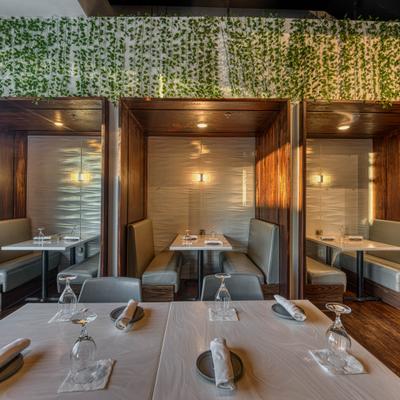 Interior, table ready for guests.