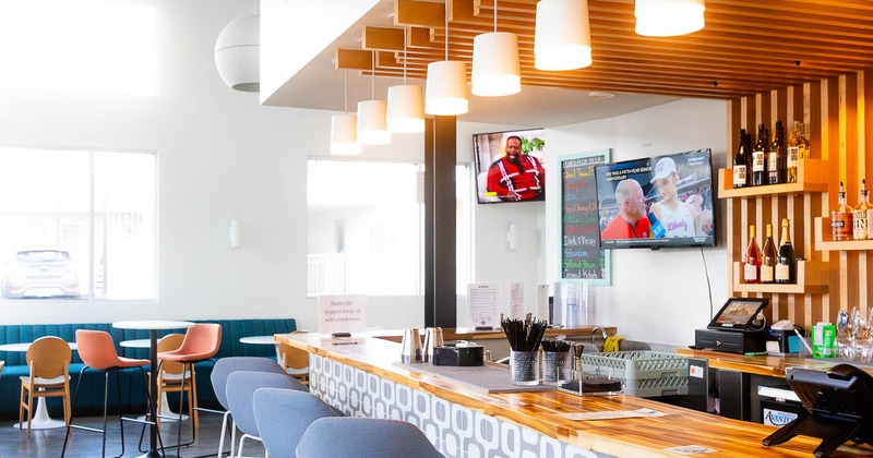 Colorful interior, bar counter area