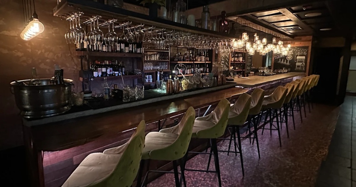 Interior, bar area with stools