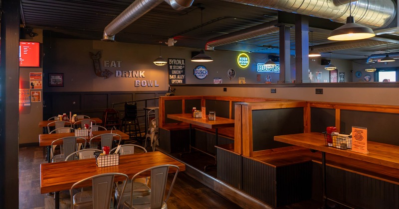 Interior, tables and chairs, and restaurant booths