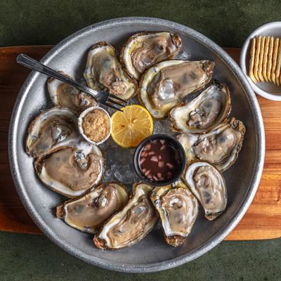 A plate of oysters on the half shell