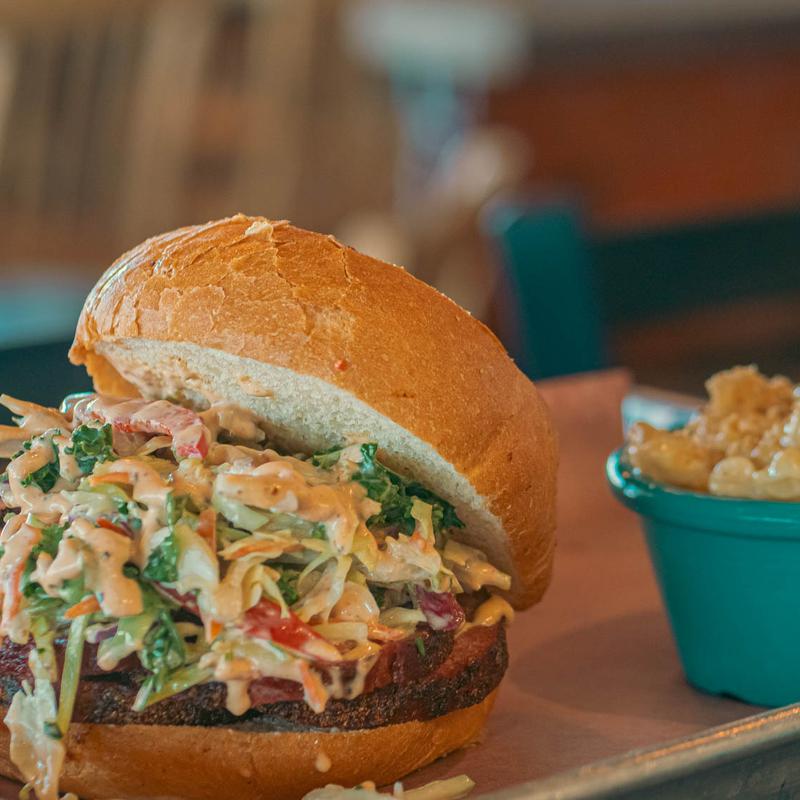 The Bambi Sandwich, served with a side of mac and cheese