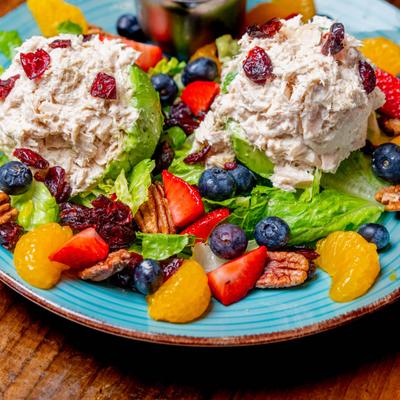 Stuffed Avocado Fruit Salad, close up.