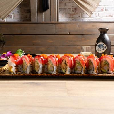 Tuna and avocado sushi rolls.