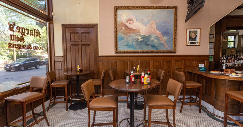 Interior, seating area near bar