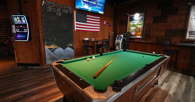 Interior, game room, pool table