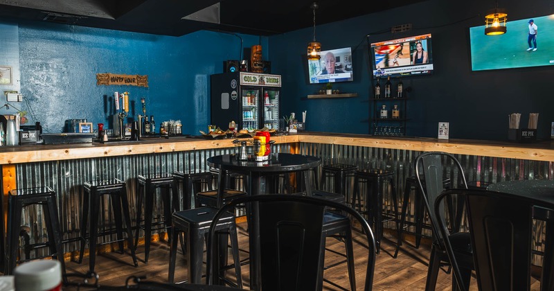 Interior, bar area with bar seating
