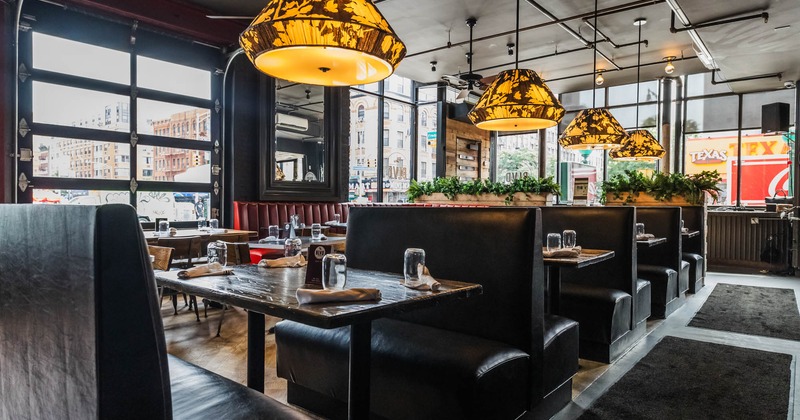 Inside, booth seating area