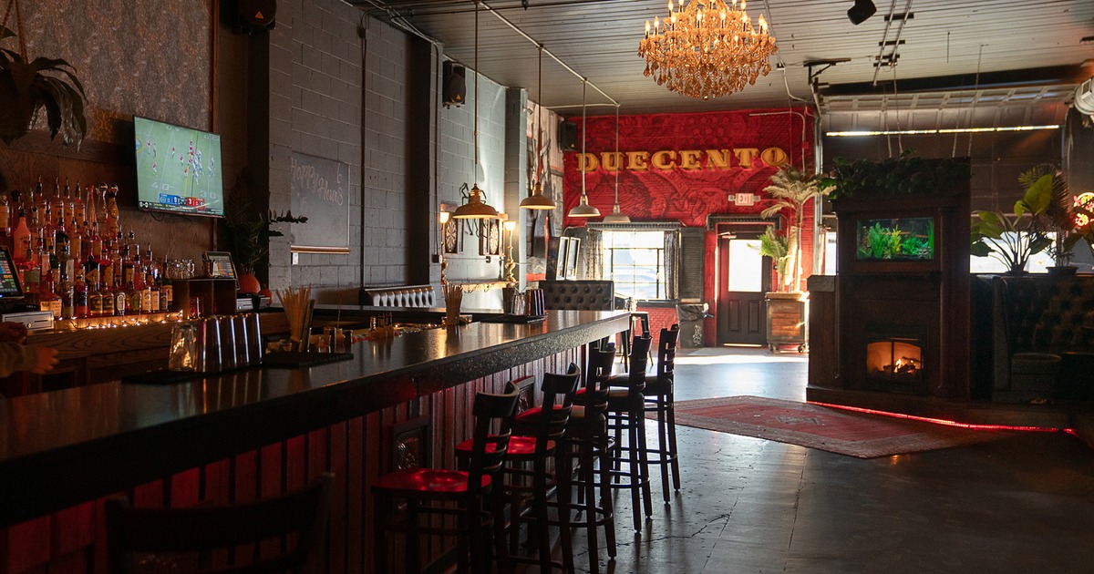 Interior space, bar area, fireplace nearby