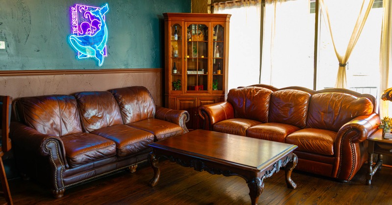 Interior, seating area with sofas