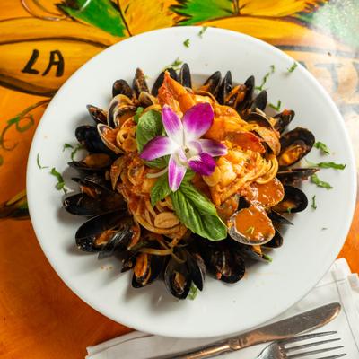 Clam and mussel pasta.