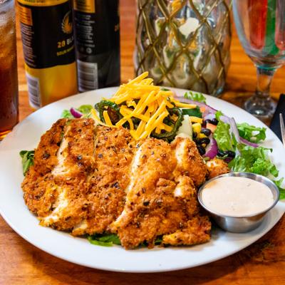 Southwestern Alley Chopped salad with spicy breaded chicken
