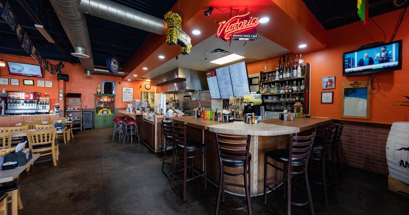 Bar area and bar stools