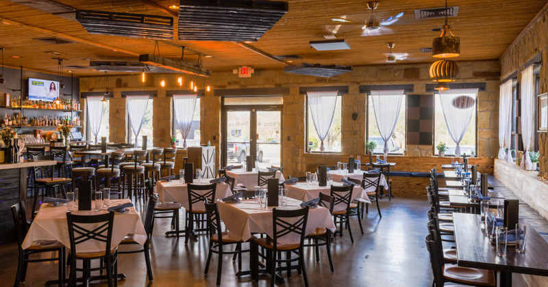 Interior, dining area, wide view