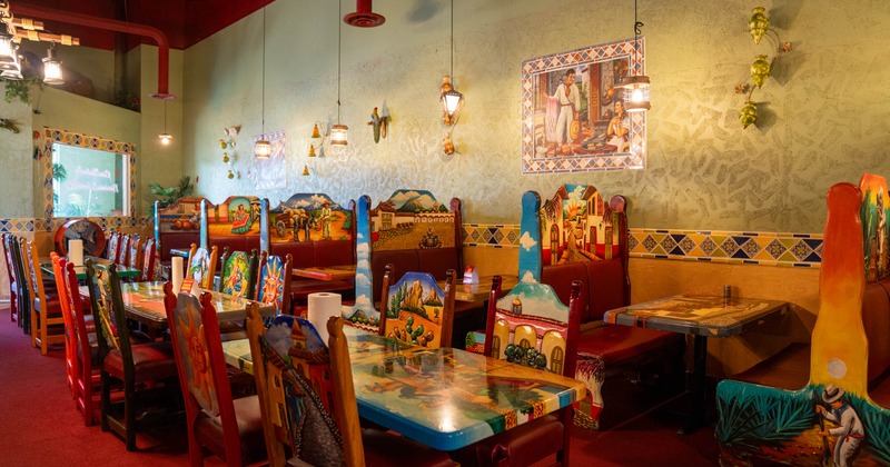 Interior, tables and chairs ready for guests