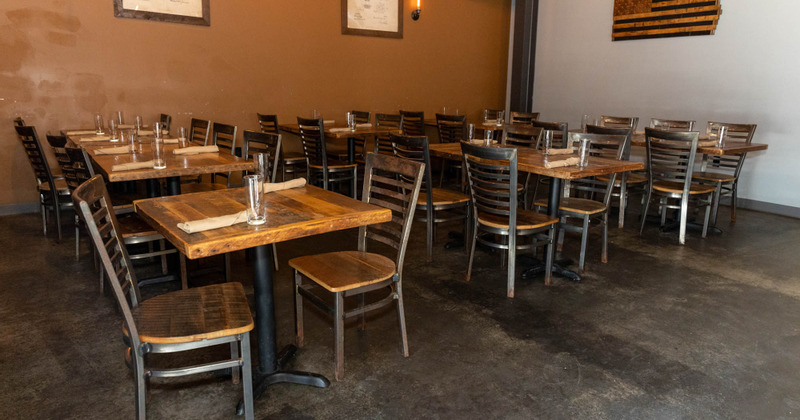 Interior, guest tables and chairs