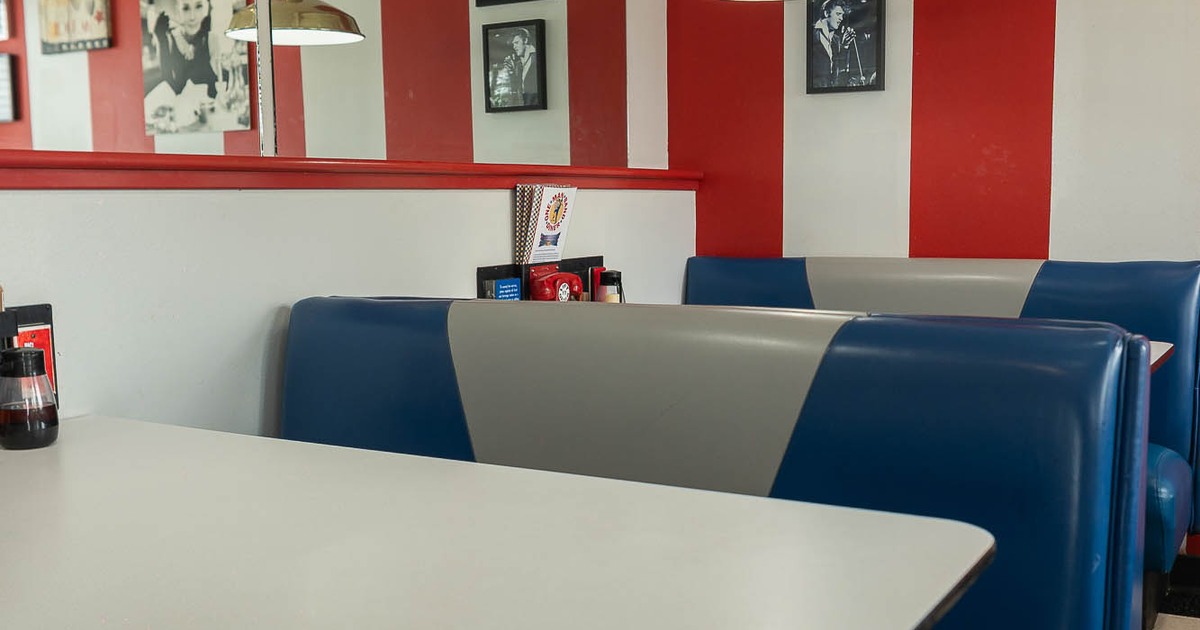 Interior, blue booths