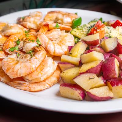 Spiced Boiled Shrimp and potatoes.