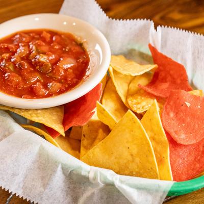 Served chips and salsa.