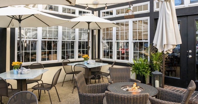 Exterior, chairs, tables and parasols