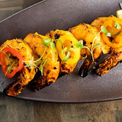 Tandoori Prawns, marinated and grilled