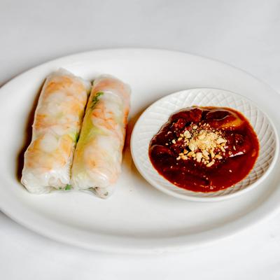Summer Rolls, served with peanut fusion sauce.