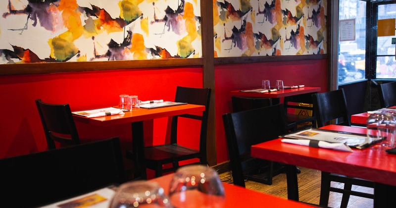 Interior, seating area with artistic wall