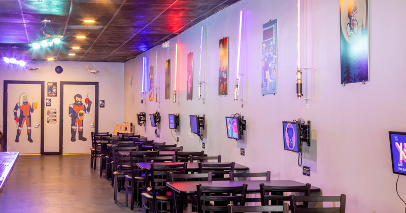 Interior, tables lined up