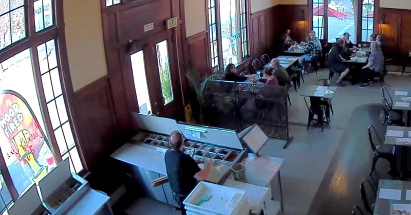Busy dining room, viewed from above