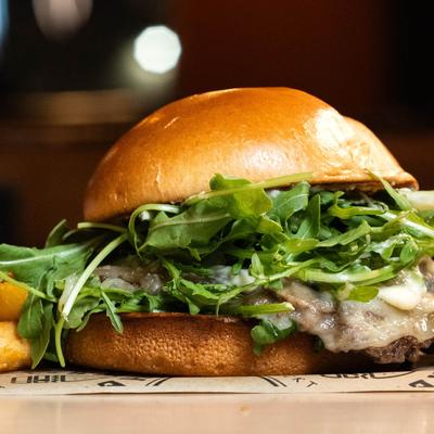 Mushroom Swiss Burger.