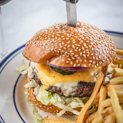 Cheeseburger and fries.