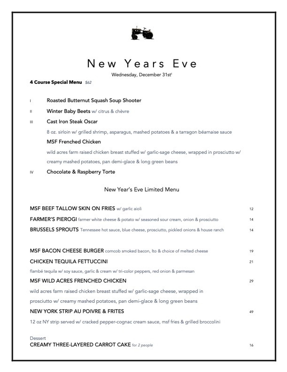New Year's Eve Menu event photo