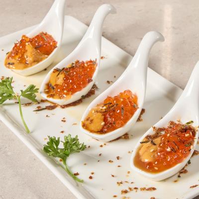 Sea Urchin with Ikura Spoon.