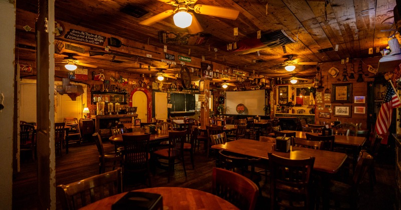 Interior, tables ready for guests