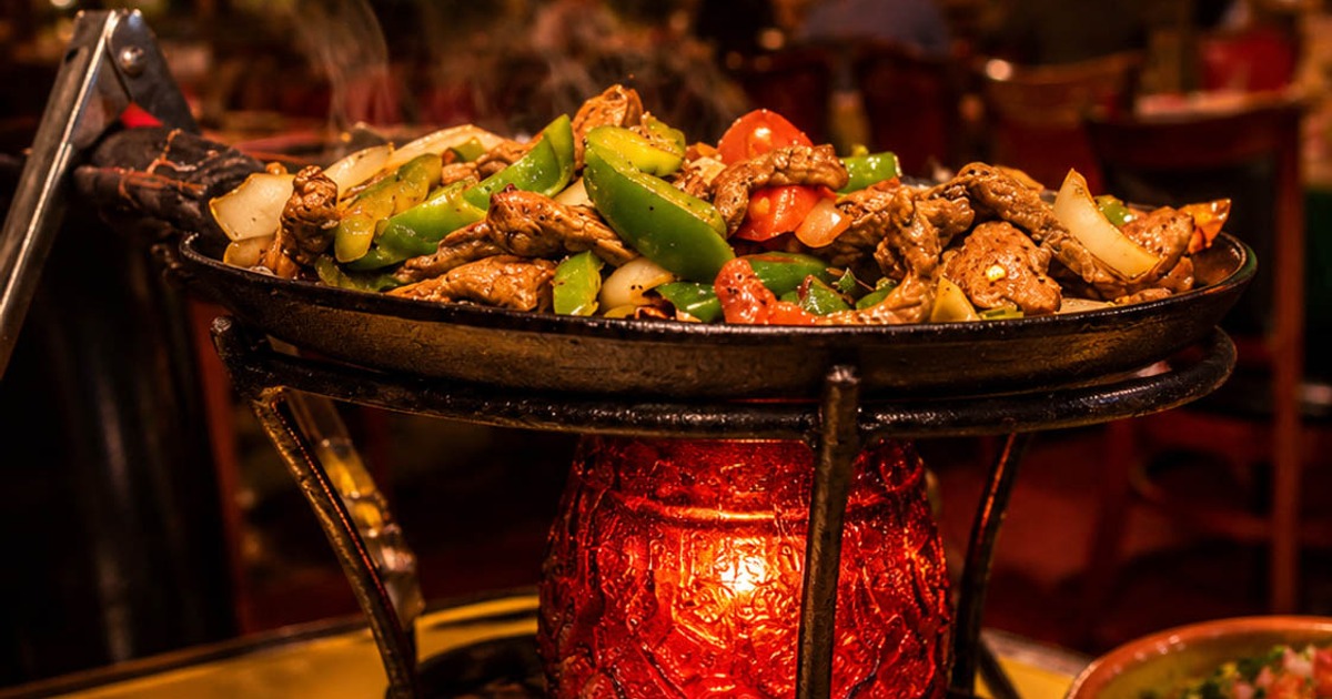 Chicken, steak, and shrimp Fajita stand