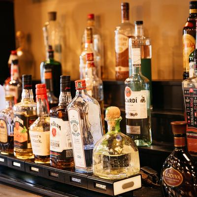 Assorted spirits at the bar