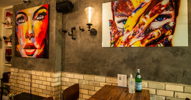 Interior, artworks on a wall