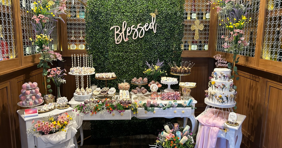 Beautifully arranged table featuring an assortment of cakes