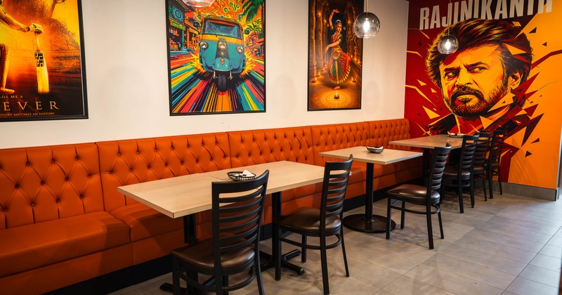 Diner area, tables, chairs