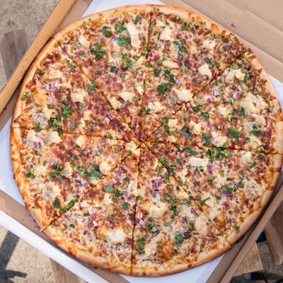 A whole BBQ Chicken pizza.
