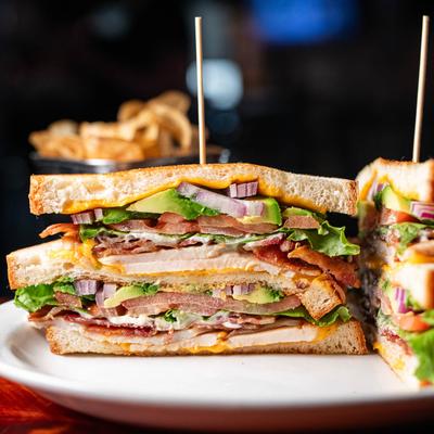 Club sandwich close up.