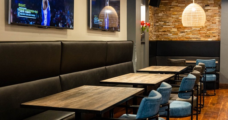 Interior, tables ready for guests