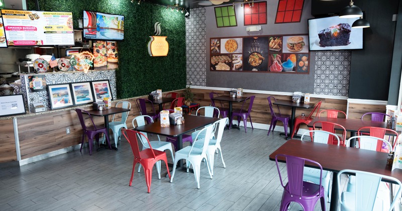 Interior, tables ready for guests