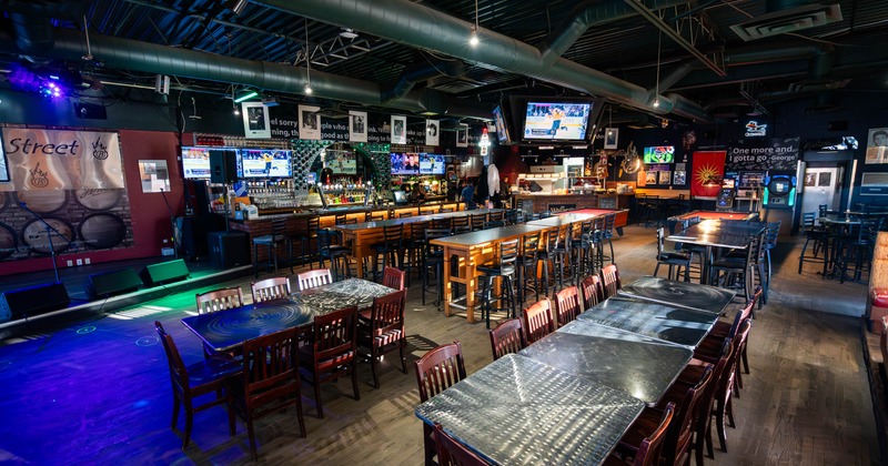 Bar interior, seating area