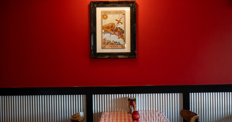 Diner area, table, chairs