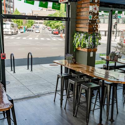 Interior, seating space.