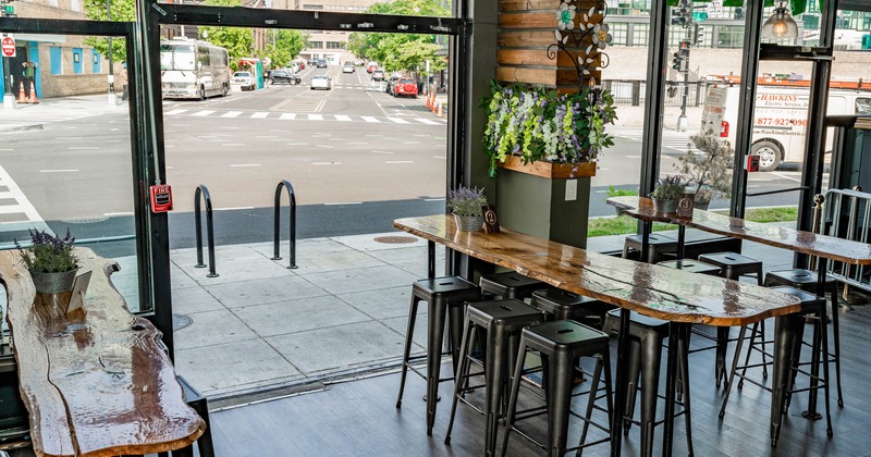 Seating and dining area by the window