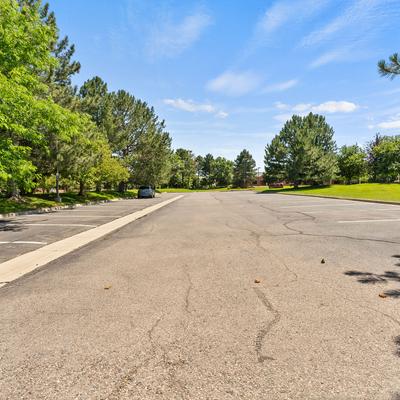Spacious parking area on sunny day